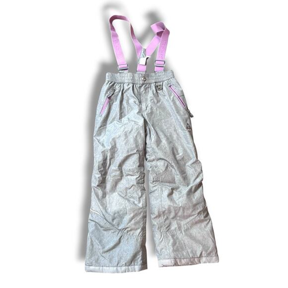 Gerry Snow Pants Ski Bib Overalls Insulated Gray S 7-8 Pink Accents NEW - Picture 2 of 8